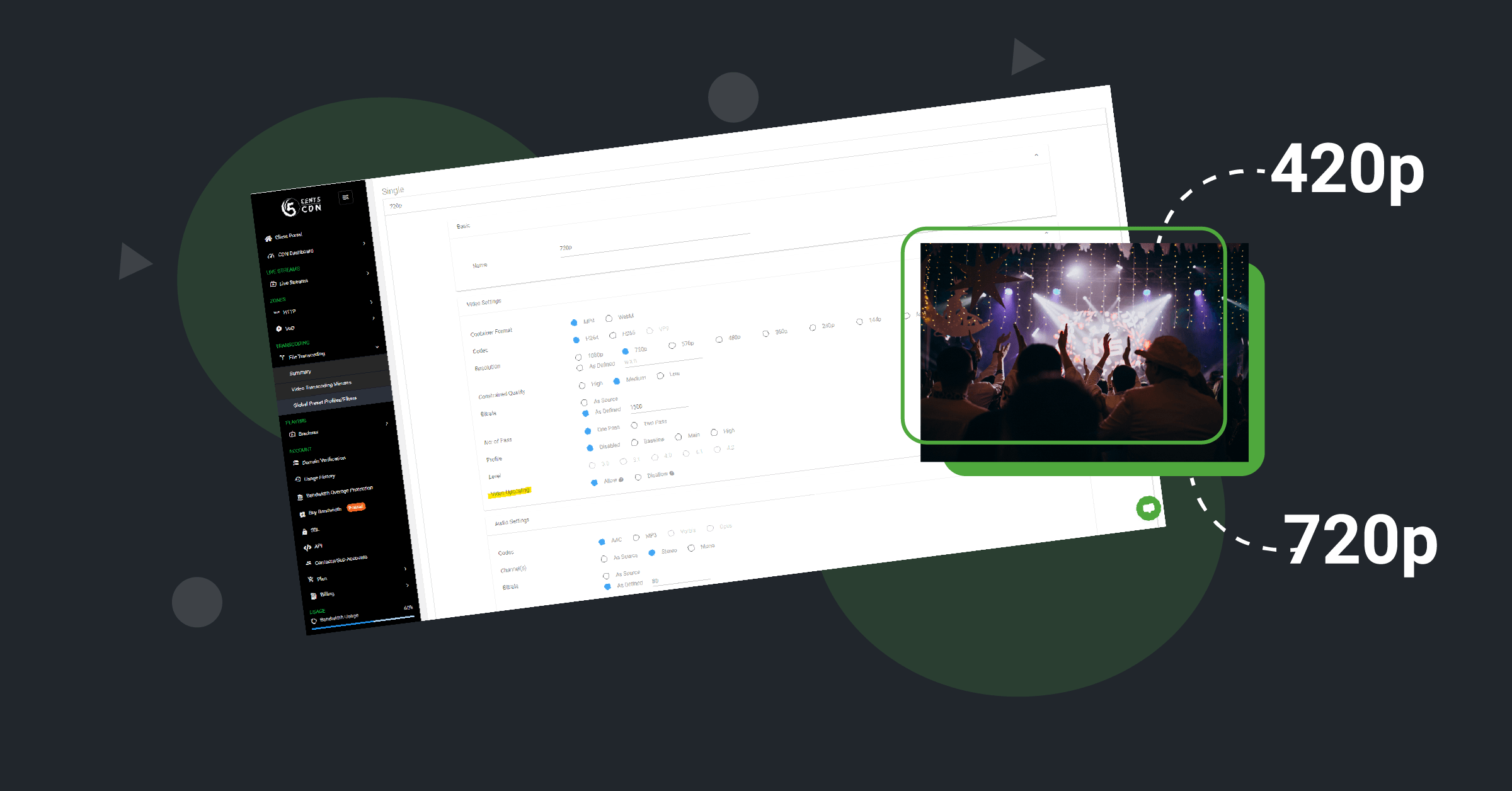Video upscaling option while transcoding with 5centsCDN
