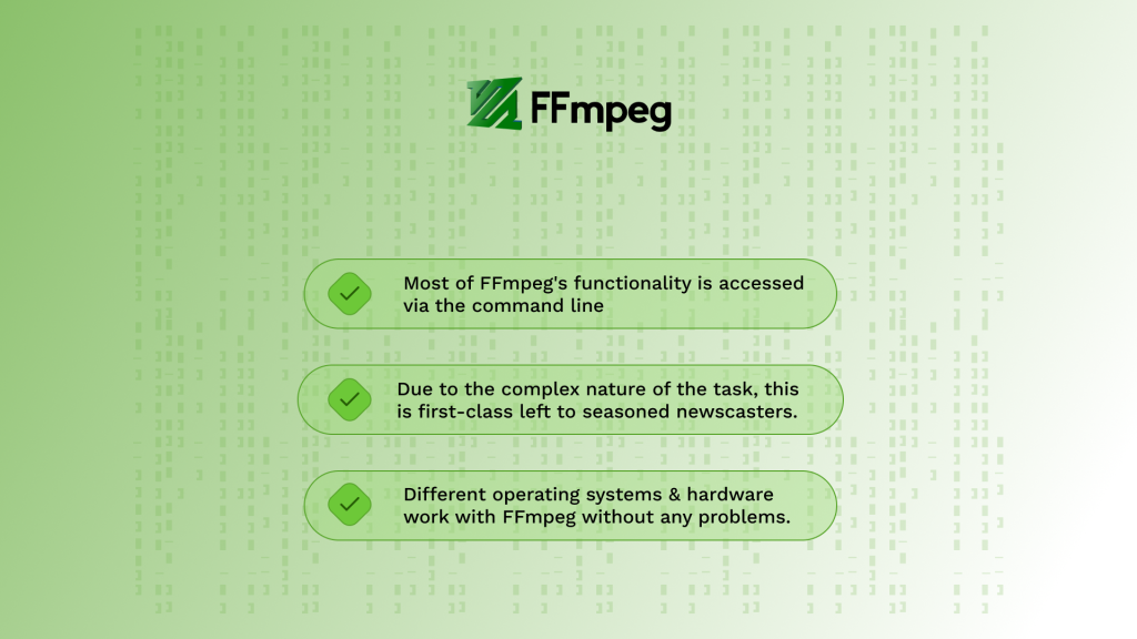FFmpeg's functionality is accessed via the command line