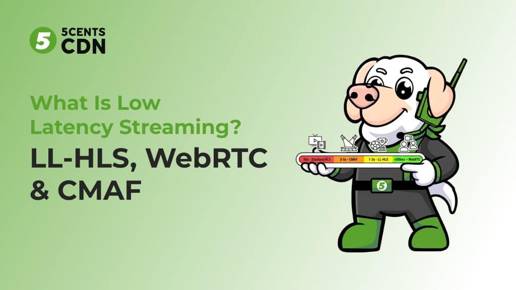 Low latency streaming comparison — LL-HLS vs WebRTC vs CMAF latency scale