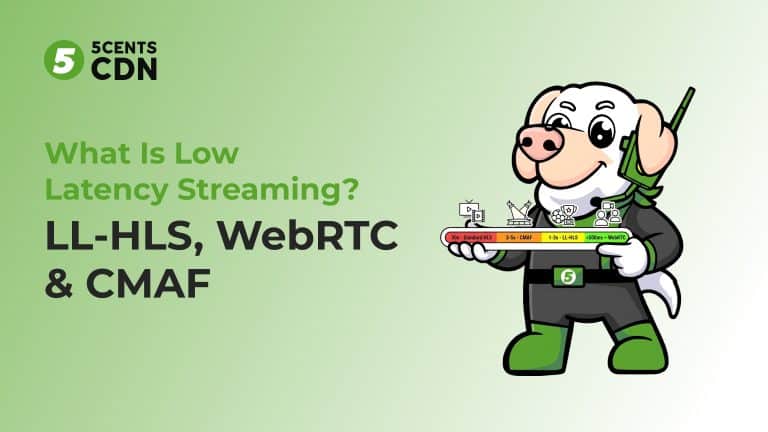 Low latency streaming comparison — LL-HLS vs WebRTC vs CMAF latency scale