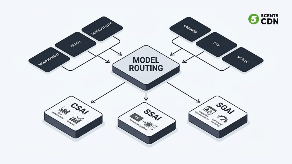 Explanation_Template-4 - 5centsCDN | Video Live Streaming | CDN | Restream Decision matrix for choosing between CSAI SSAI and SGAI by device and priority