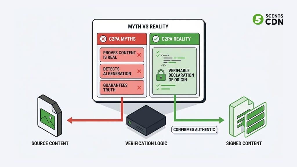 What C2PA proves versus common misconceptions about AI detection