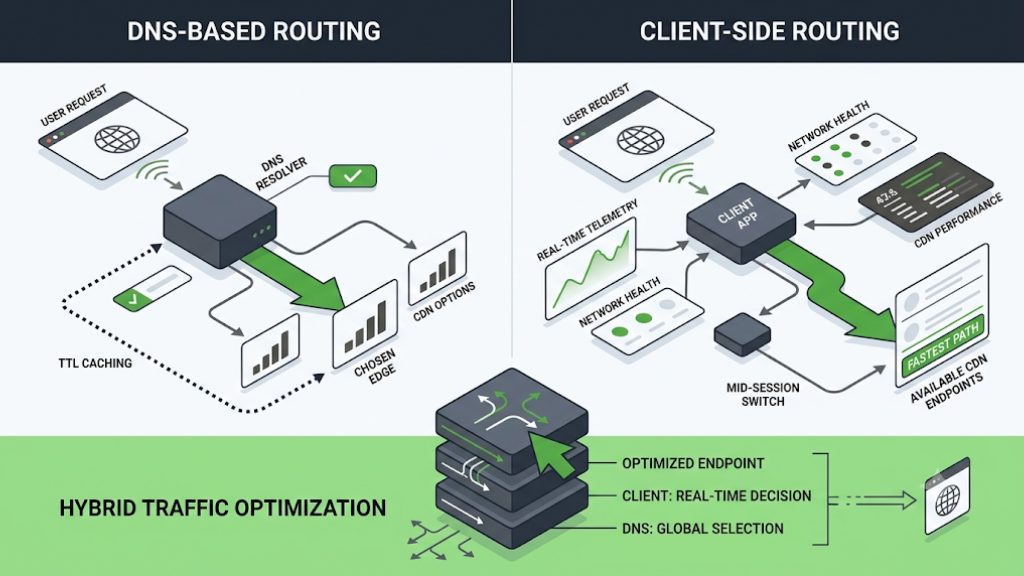 Explanation_Template-1 - 5centsCDN | Video Live Streaming | CDN | Restream DNS-based steering versus client-side real-time steering in a multi-CDN setup, and how they combine
