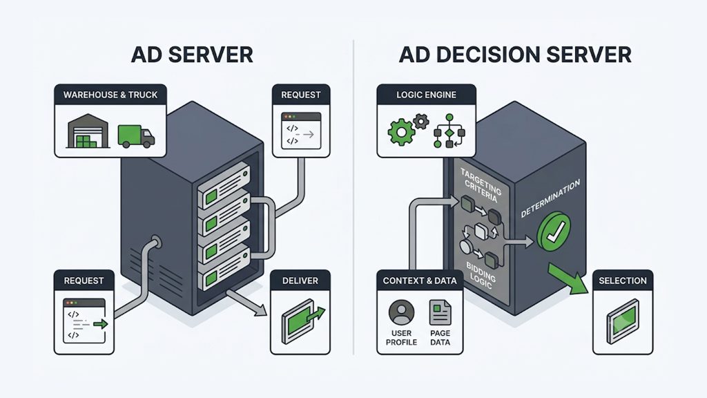 Explanation_Template - 5centsCDN | Video Live Streaming | CDN | Restream Ad server stores and delivers creatives; ad decision server evaluates and chooses which ad
