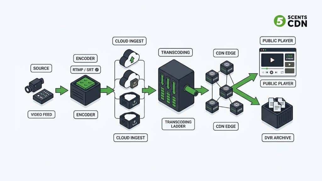 Explanation_Template - 5centsCDN | Video Live Streaming | CDN | Restream Government live streaming delivery pipeline from ingest to archive