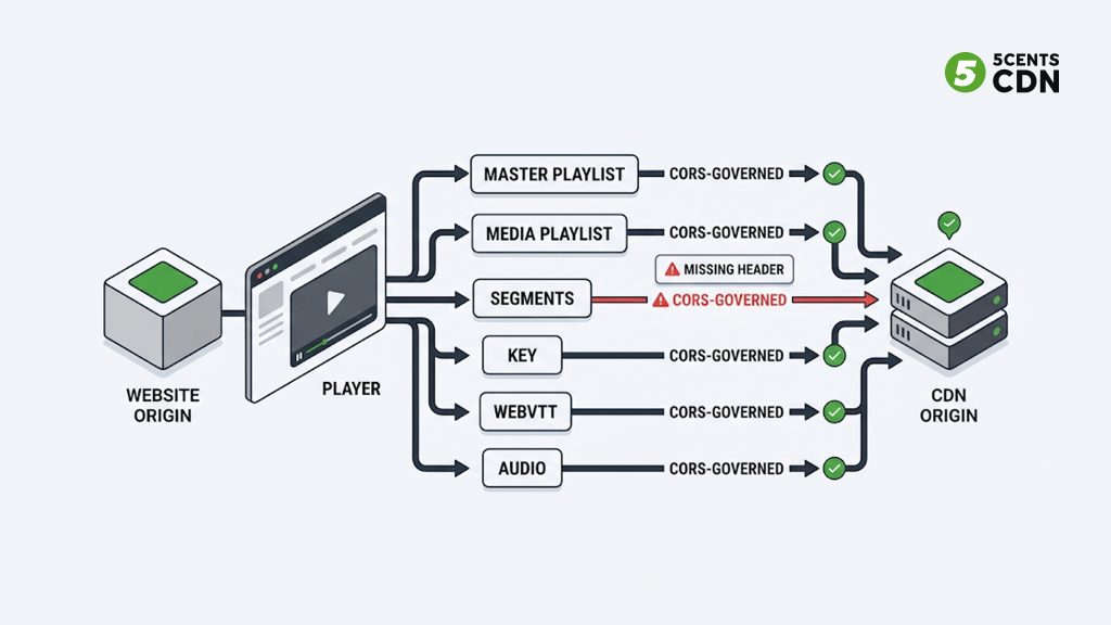 Explanation_Template - 5centsCDN | Video Live Streaming | CDN | Restream Every streaming resource governed by CORS: manifest, segments, key, subtitles and audio