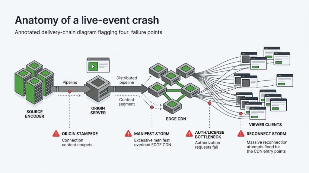 Explanation_Template-1 - 5centsCDN | Video Live Streaming | CDN | Restream Where a streaming platform fails under live load: origin, manifest, auth, reconnect