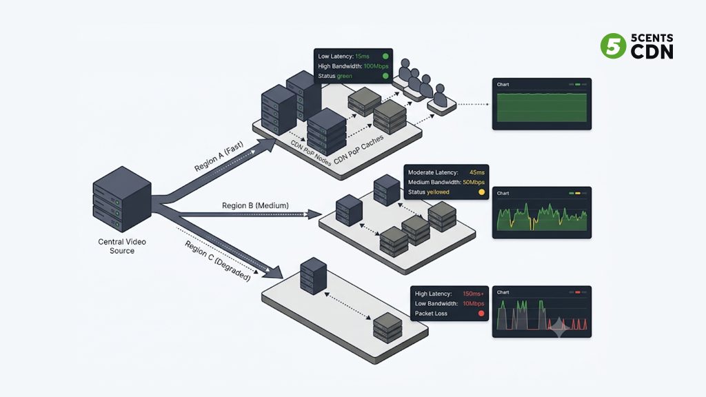 Explanation_Template-1 - 5centsCDN | Video Live Streaming | CDN | Restream Causes of regional streaming disparity: distance, coverage density, peering, cache, last mile