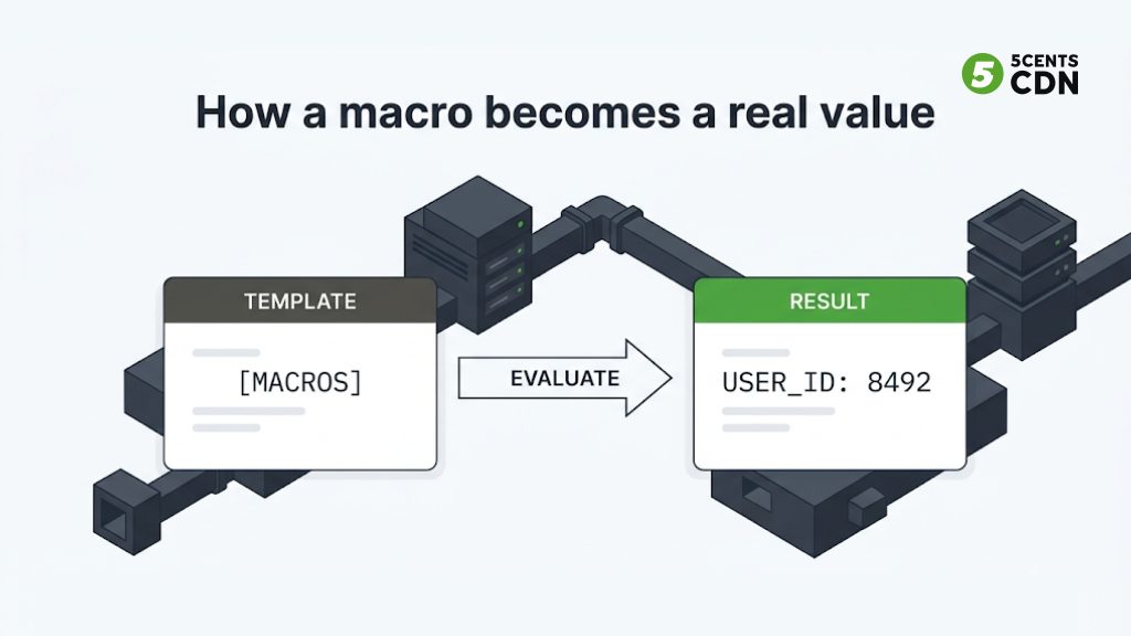 An ad tag with [DEVICEIP] and [DEVICEUA] macros substituted with real values at request time