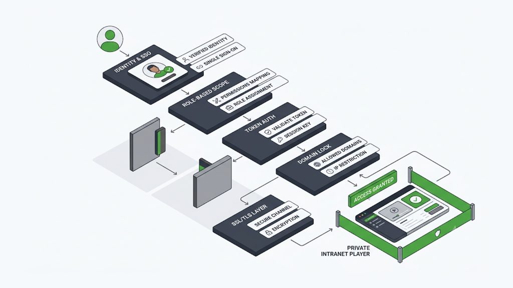 Explanation_Template-2 - 5centsCDN | Video Live Streaming | CDN | Restream Layered enterprise stream security: SSO identity, role-based permissions, token auth, domain lock, SSL