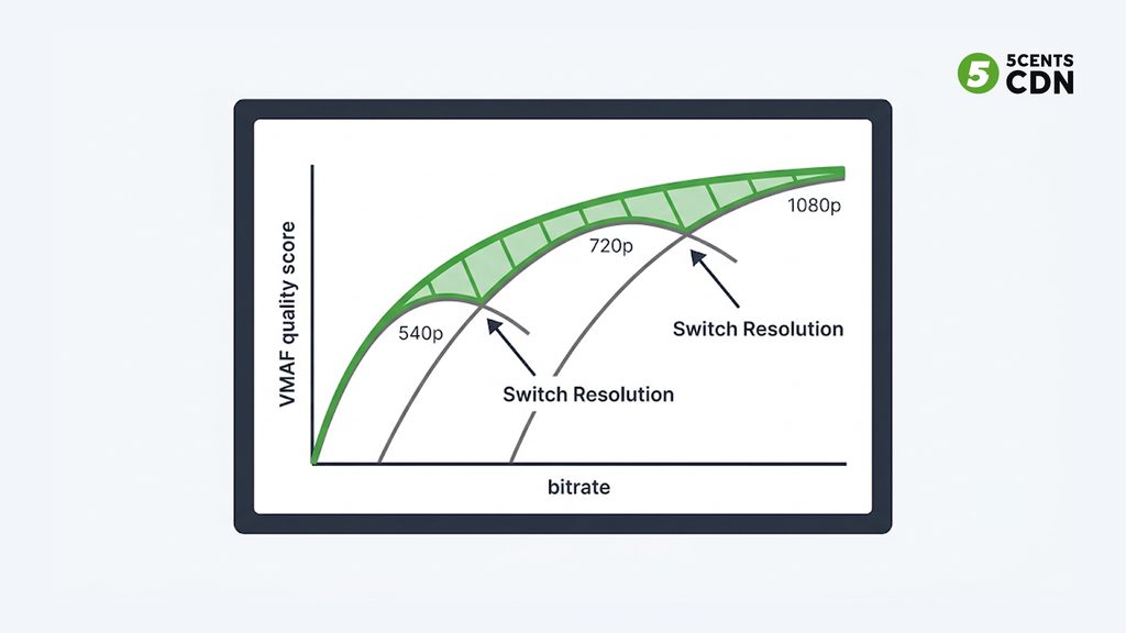 Explanation_Template-1 - 5centsCDN | Video Live Streaming | CDN | Restream Quality versus bitrate curves for several resolutions crossing, with the upper envelope forming the convex hull