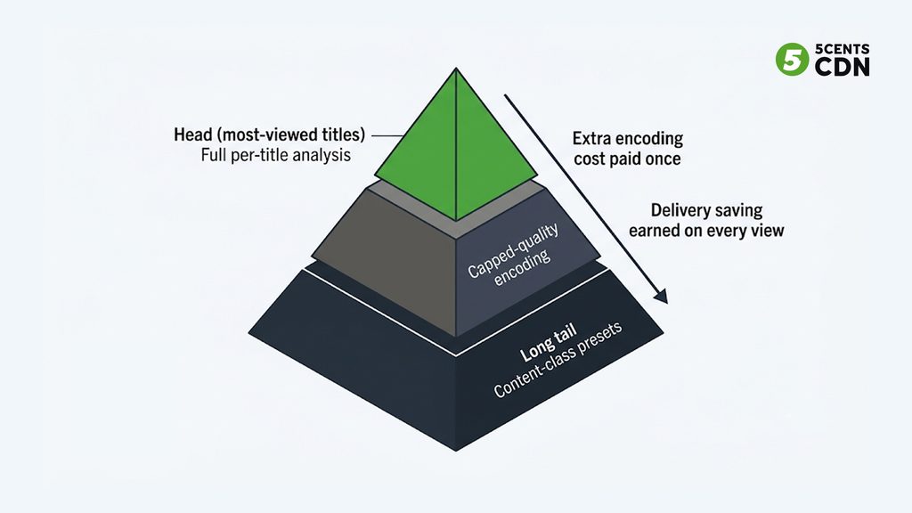 Explanation_Template-2 - 5centsCDN | Video Live Streaming | CDN | Restream Matching the encoding approach to viewing volume: presets for the long tail, per-title analysis for the head
