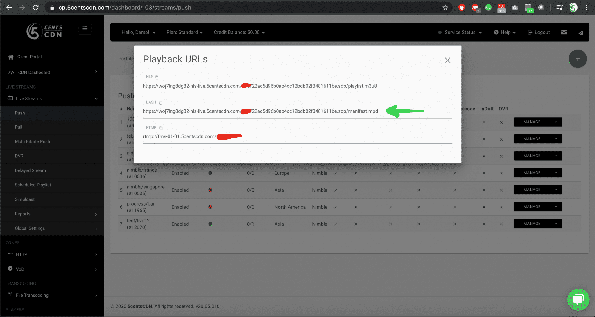 How to get DASH live streaming URL? 5centsCDN Help Center
