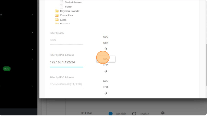 Filter by IPv4 Address: Enter the IP or subnet