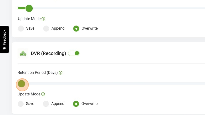 Select the Overwrite option to update settings across all streams.