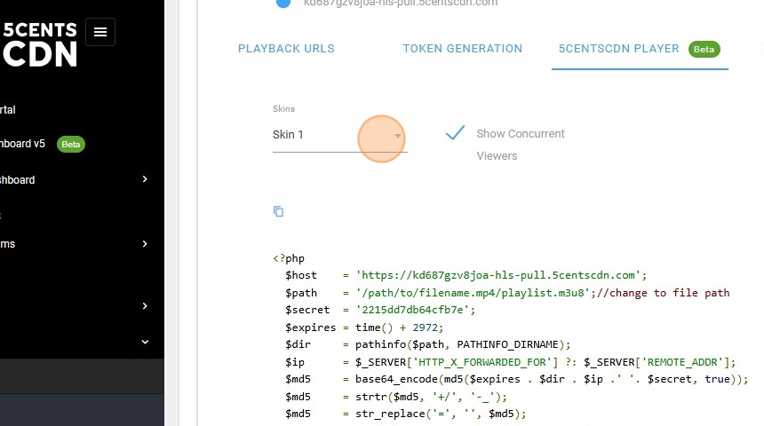Once you’ve selected the player skin, you can use the embed code provided.