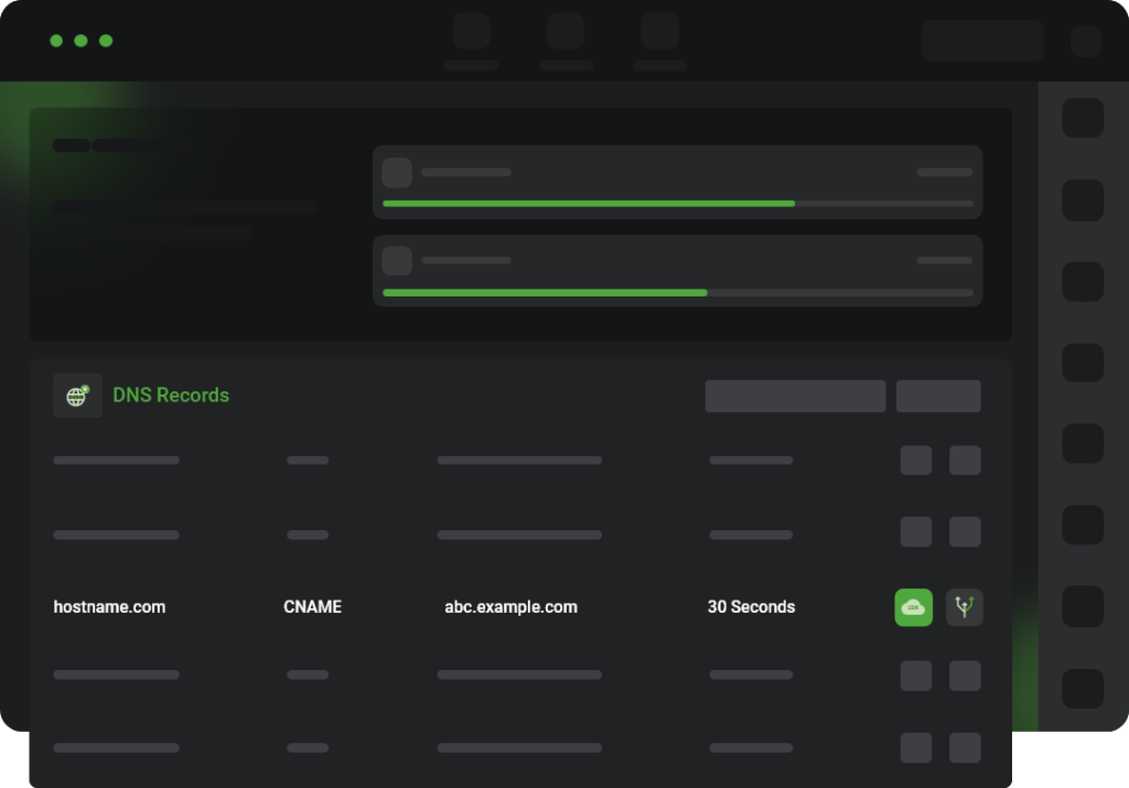 A DNS Hosting by 5centsCDN which is completely intergrated with the Content Delivery Network