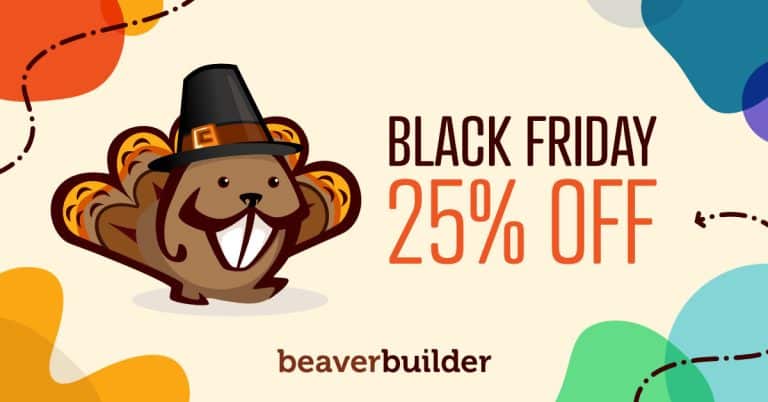 25% off. Discount on all plans and upgrades - BeaverBuilder's Black Friday Deal